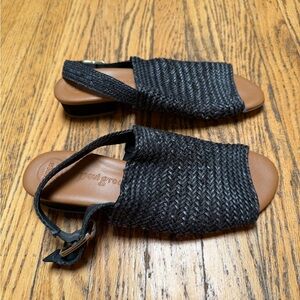 Paul Green Helena Woven Leather Block Heel Sandals Sz 7.5 US Womens